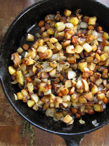 Caramelized Turnips, Potatoes, and Carrots with Onions & Thyme