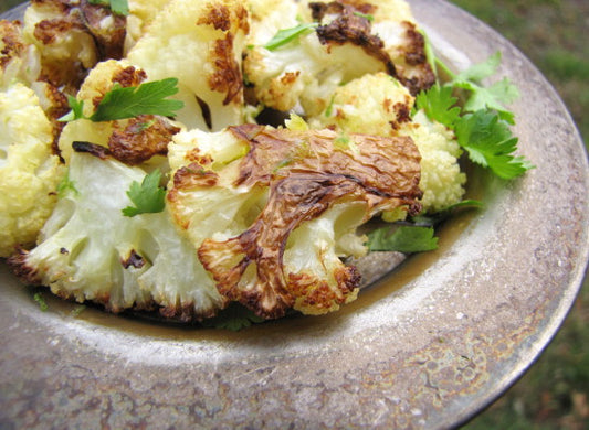 Quick-Roasted Cauliflower with Sea Salt and Garlic-Lime-Cilantro Butter